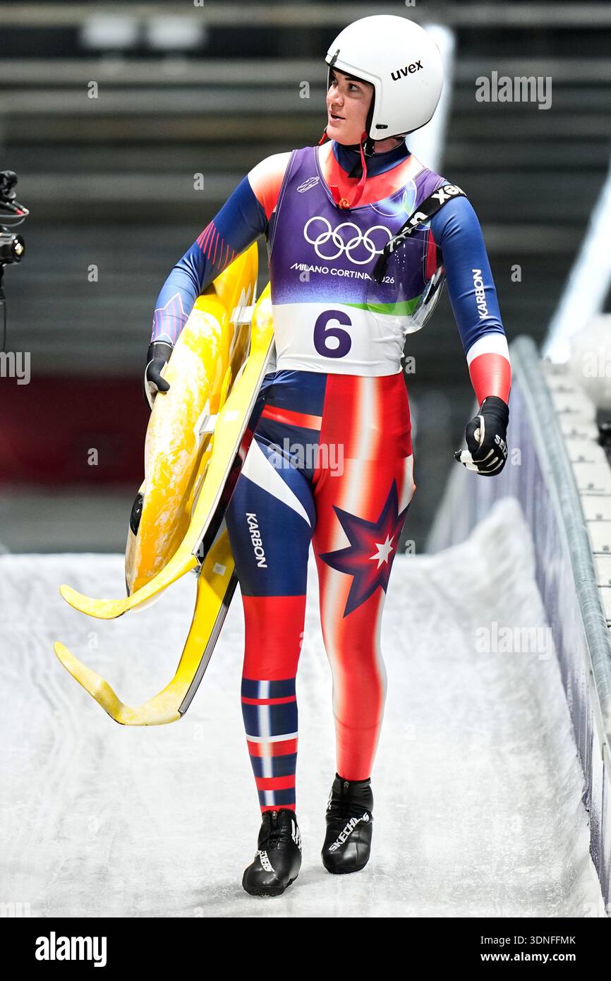 United States' Summer Britcher arrives at the finish during a women's ...