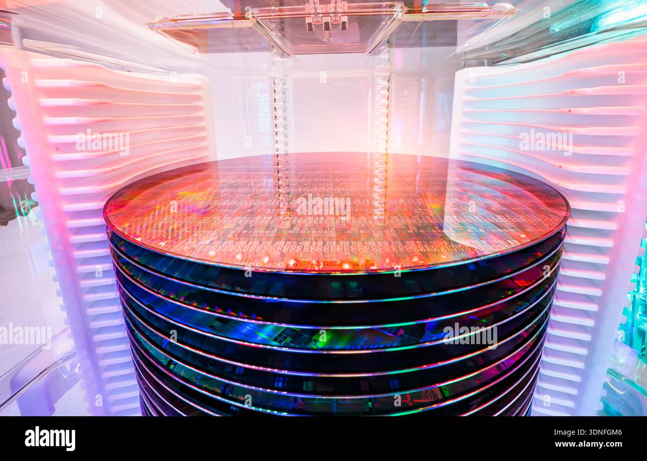 patterned silicon wafers in a universal pod. Electronic circuit designs ...