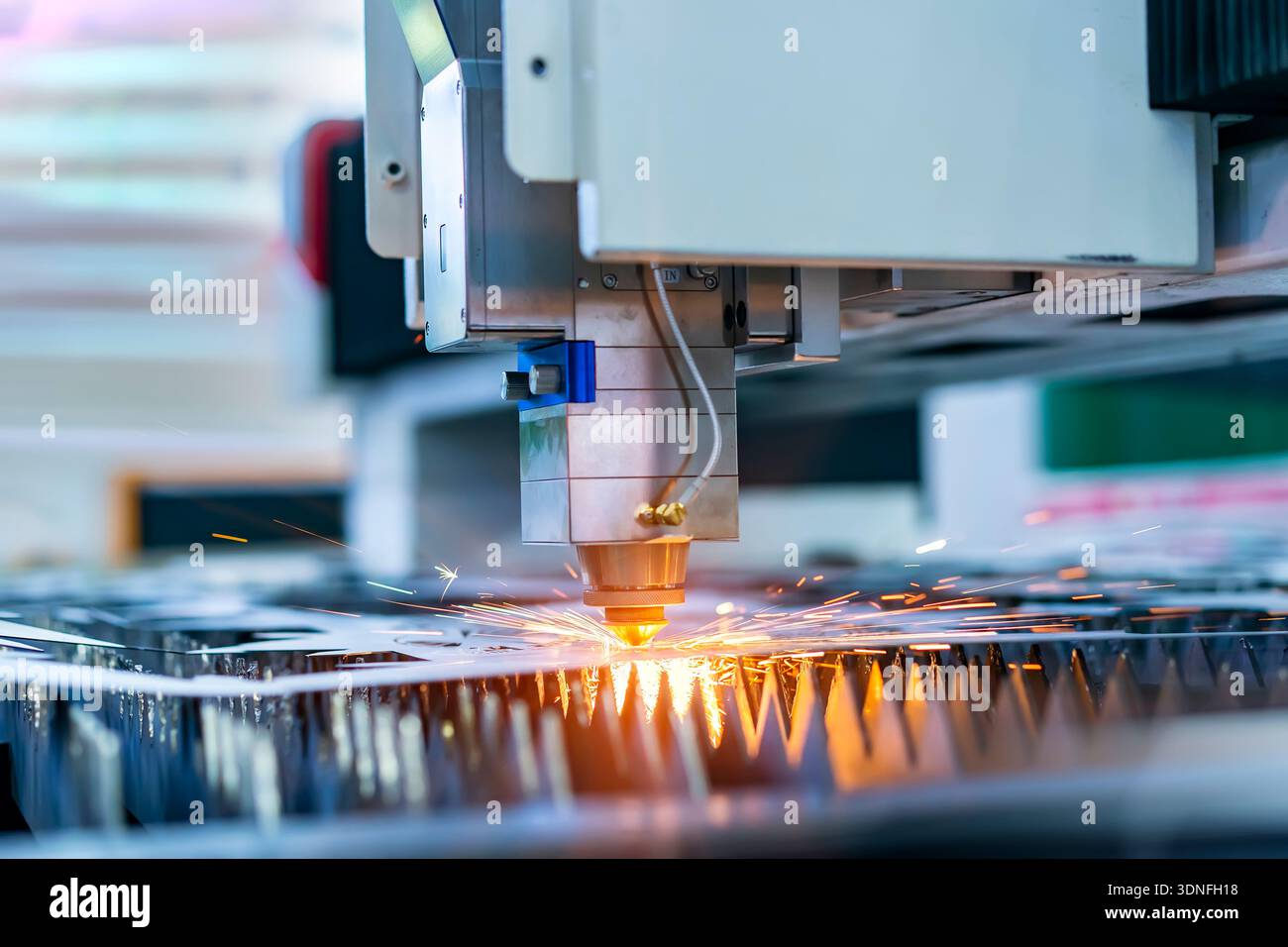laser cutting machine controller in factory Stock Photo