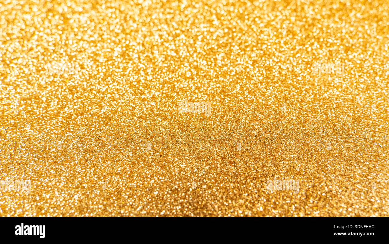 Golden glitter texture background with sequins and sparkles Stock Photo