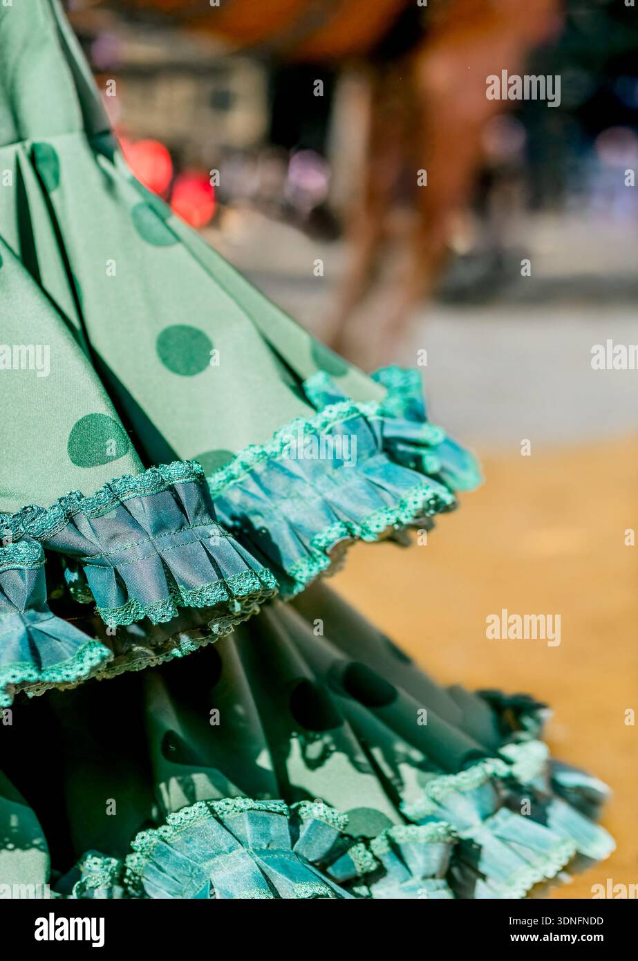 Close up of a green polka dot flamenco dress at Seville Fair Stock Photo - Alamy Close up of a green polka dot flamenco dress at Seville Fair Stock Photo - Alamy