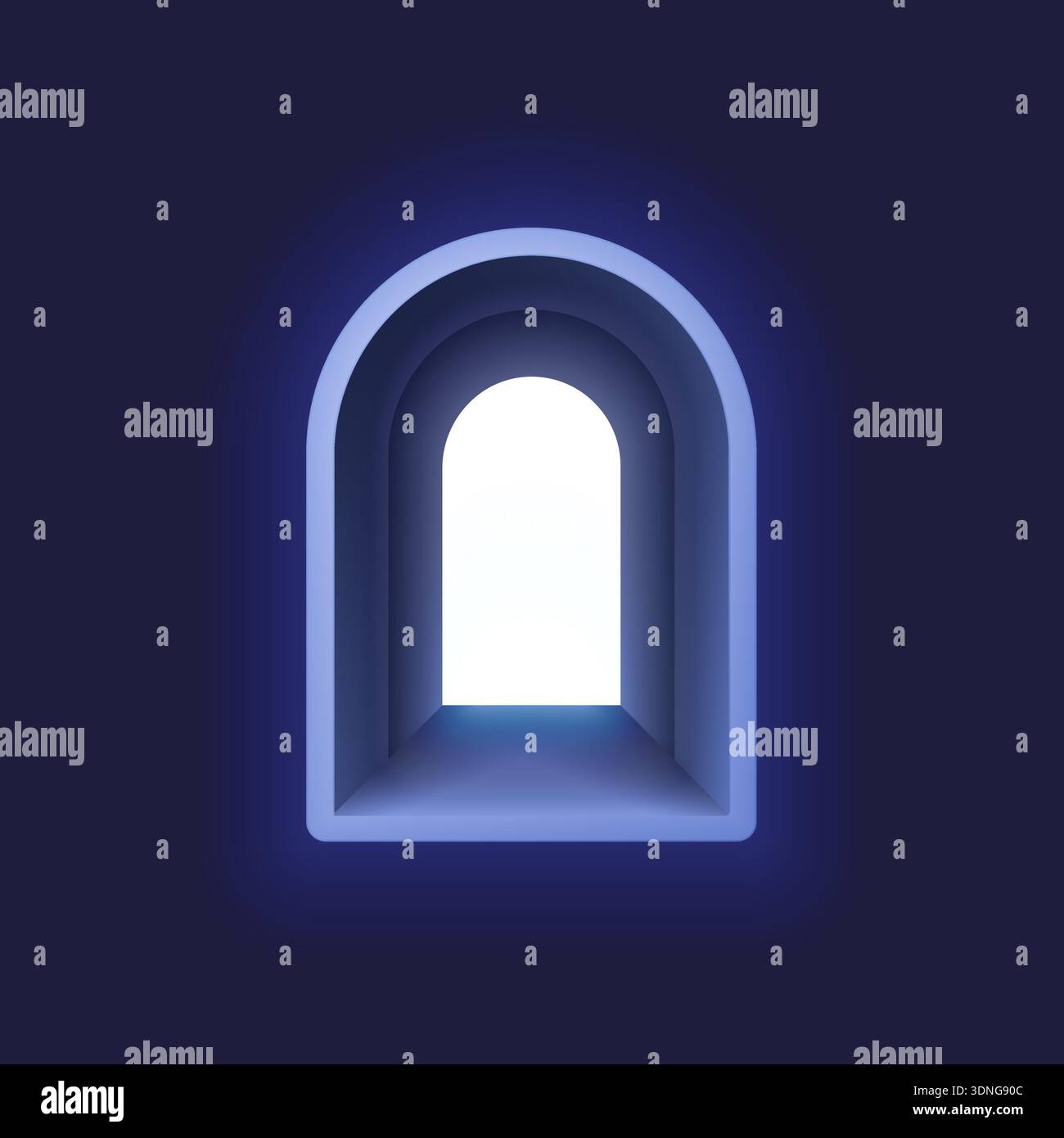 Portal Design Vector Futuristic glowing portal with soft blue illumination and arched ...
