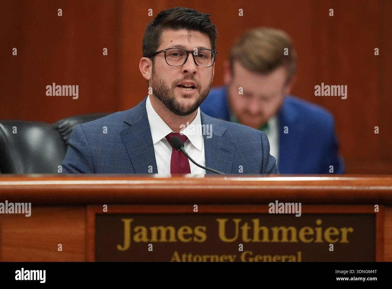 Ron File FILE - Florida Attorney General James Uthmeier speaks during a meeting ...