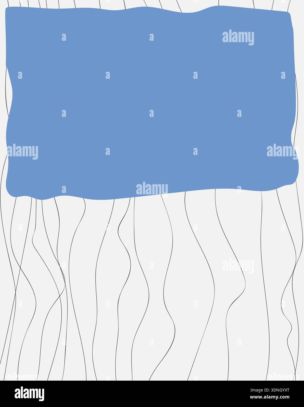 A light-colored background with horizontal and wavy black scribbled lines and an irregular blue square, creating a textured vertical layout. Stock Vector