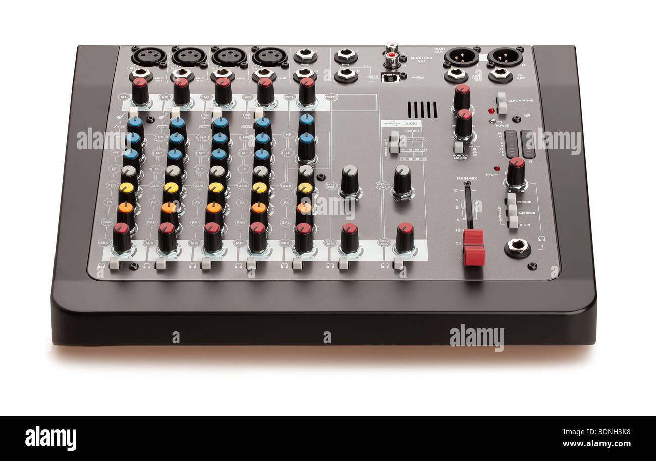 recording mixer path isolated on white Stock Photo