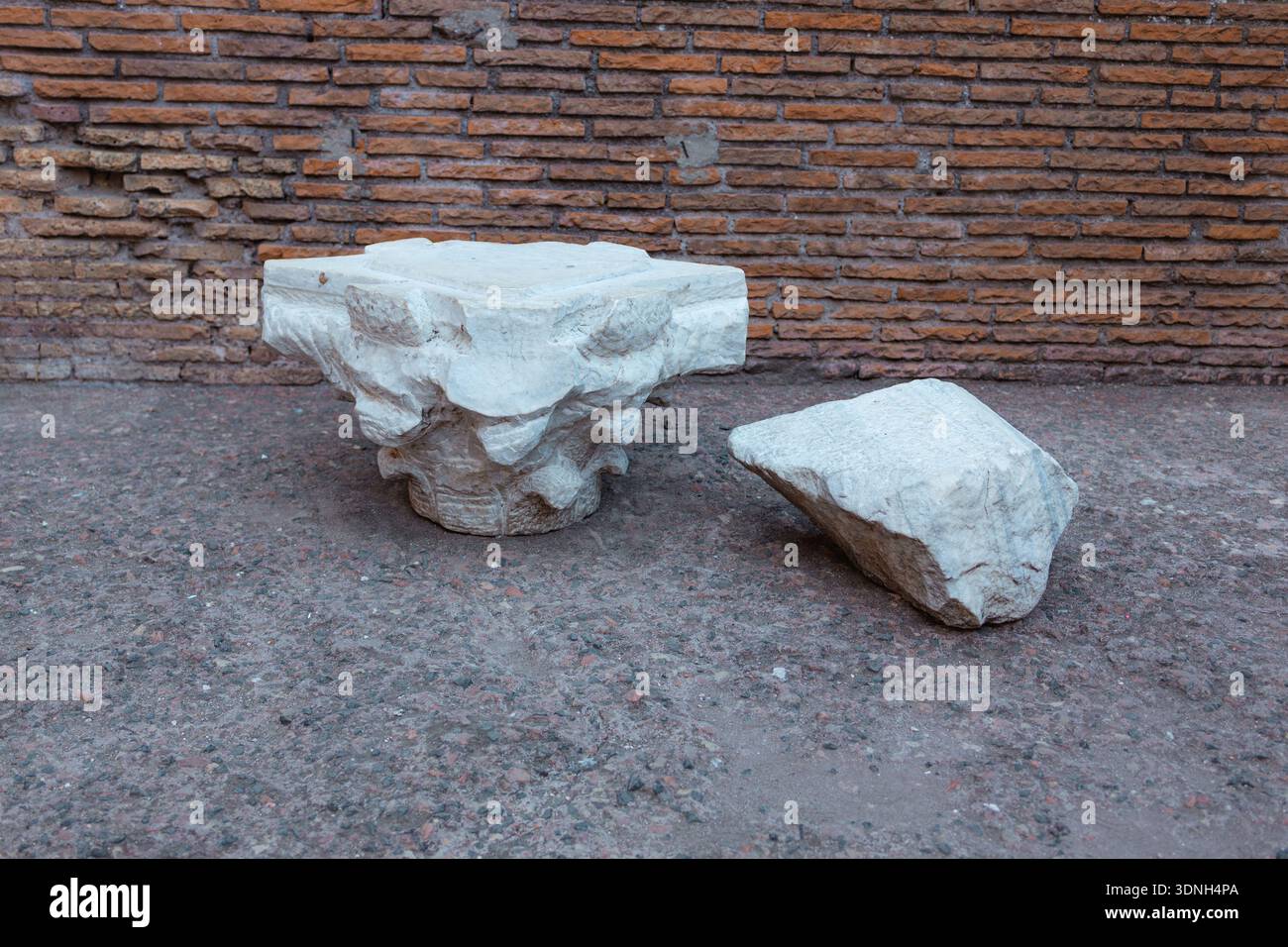 Ancient Stone Ruins and Marble Blocks at Archaeological Site in Rome ...