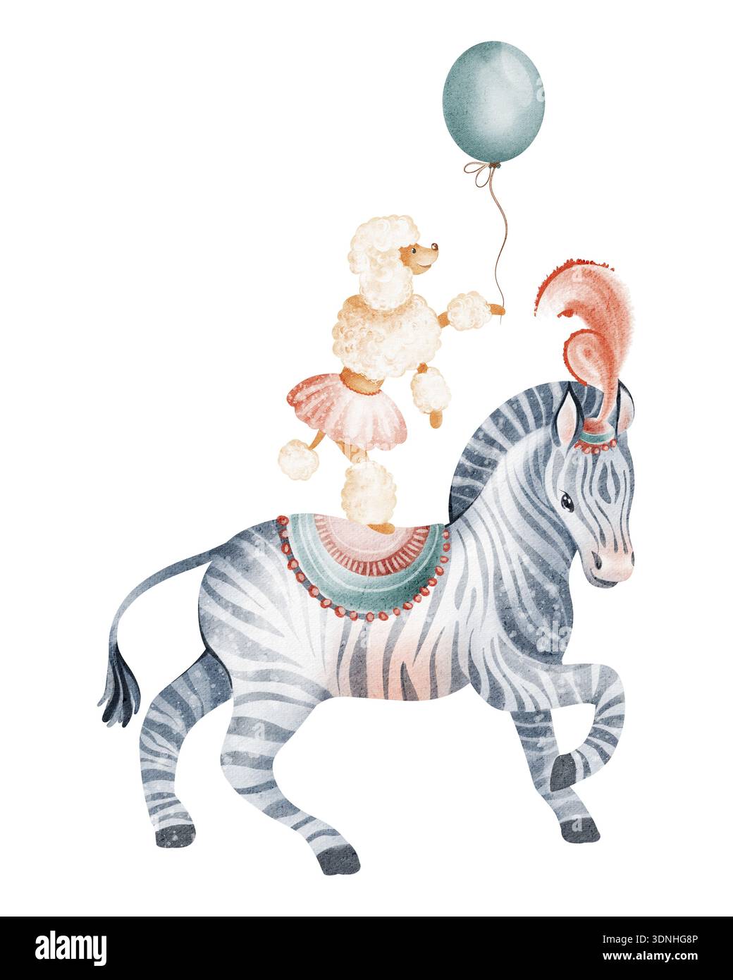 Circus Animals Balloons Watercolor Illustration Stock Photo - Alamy