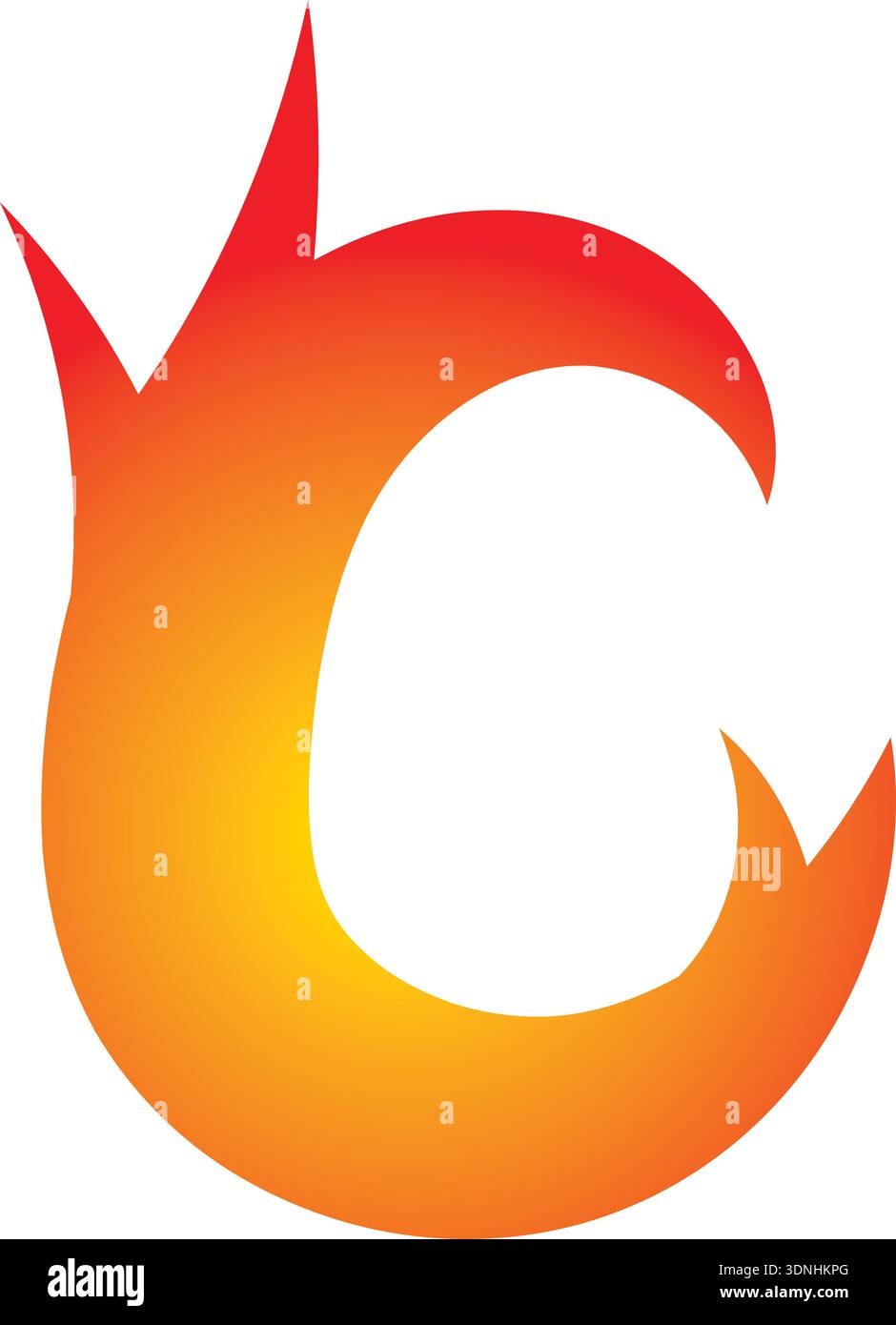 Flame Letter C Fire Logo Stock Vector