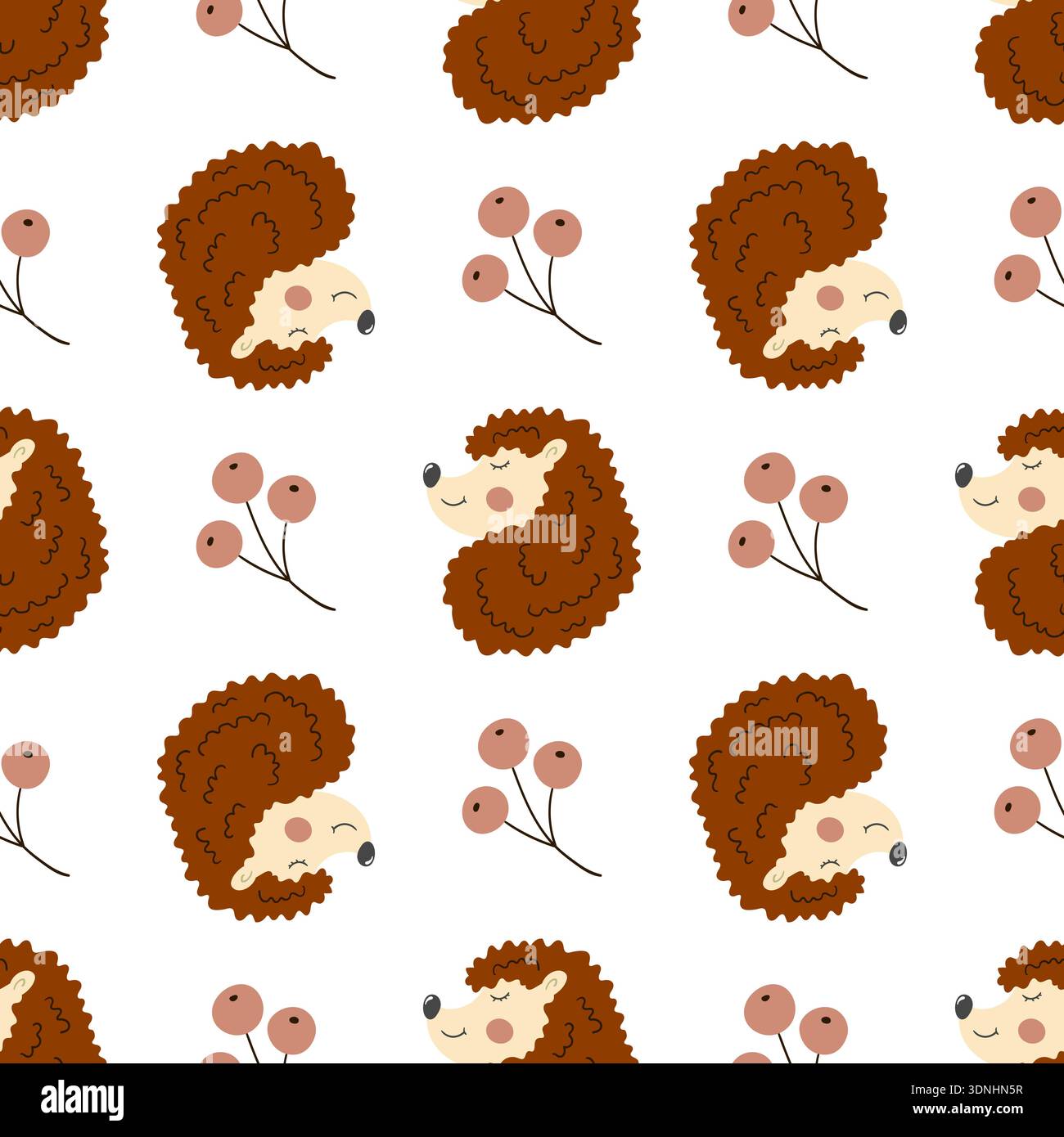 Autumn seamless pattern. Cute hedgehogs Pattern Stock Vector