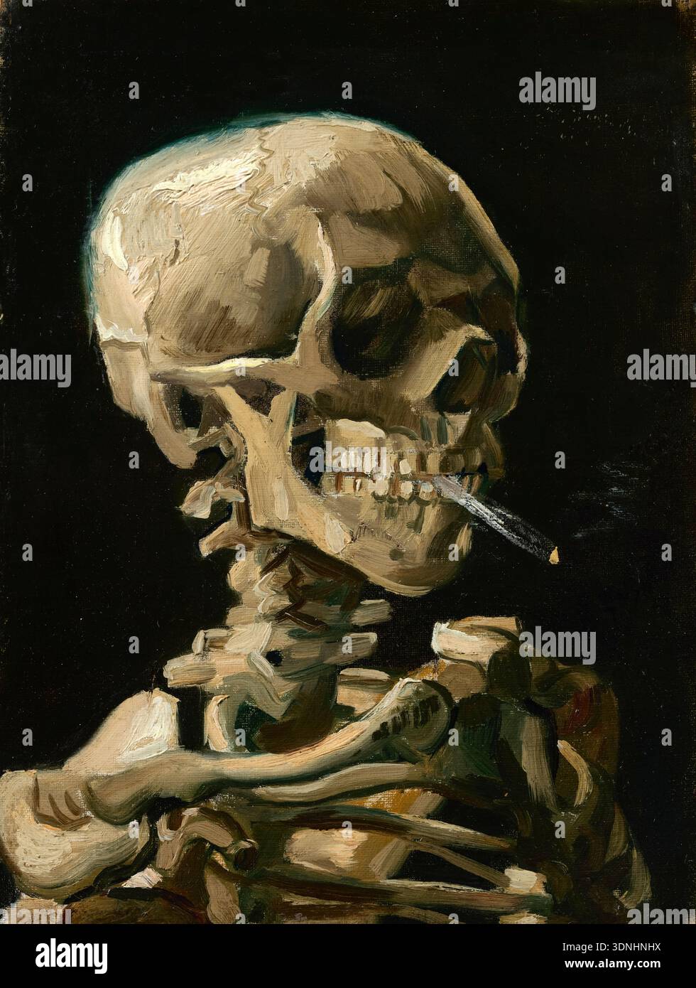 Head of a Skeleton with a Burning Cigarette' 1886 oil painting by Dutch  artist Vincent van Gogh (1853-1890) showing a grinning skull holding a lit  cigarette. Credit: Van Gogh Museum, Amsterdam /