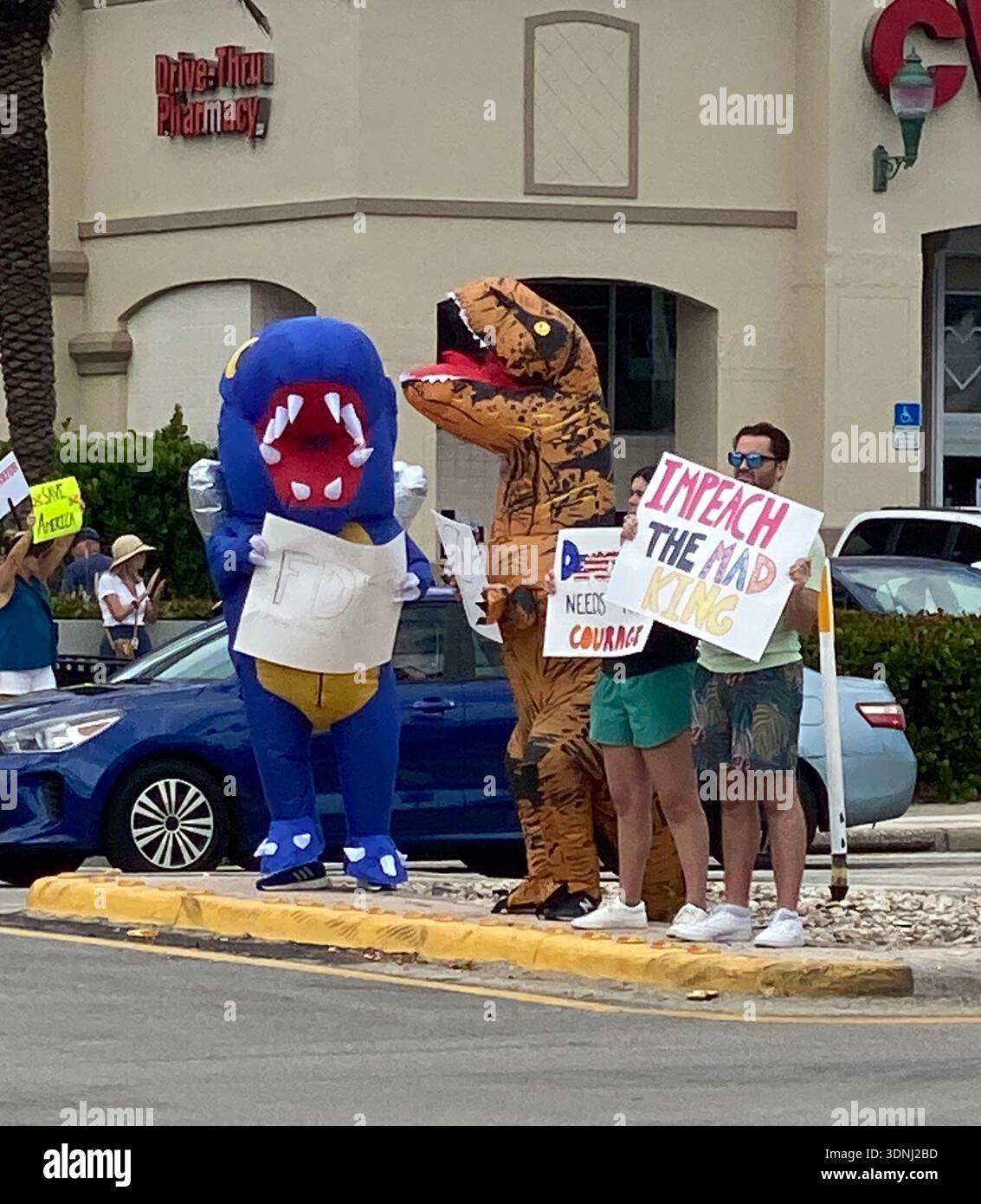 NO KINGS rally in downtown Lake Worth Beach, Florida October 2025. - Smartphone Captured Stock Image