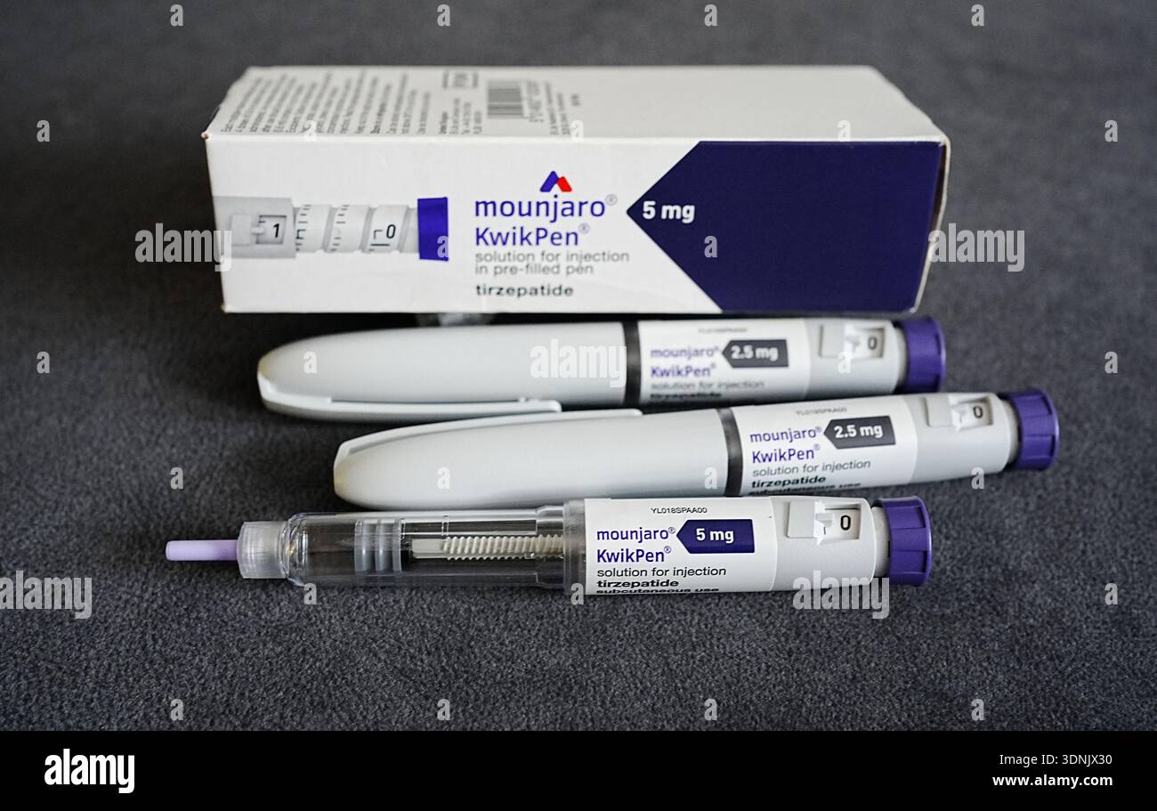 File photo dated 28/06/25 of 5 mg Mounjaro KwikPen injections. The first  Instagram, TikTok and Facebook posts by members of the public promoting  weight-loss jabs have been banned by the advertising regulator.