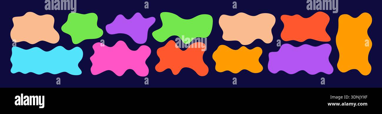 Color wavy rectangle organic shapes. Stock Vector