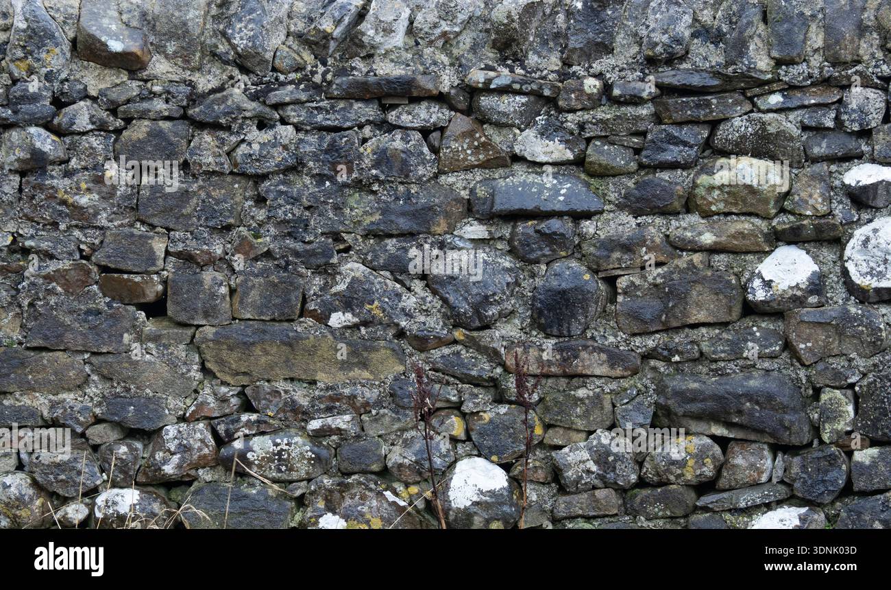 Historic Limestone with Natural Black Staining Stock Photo