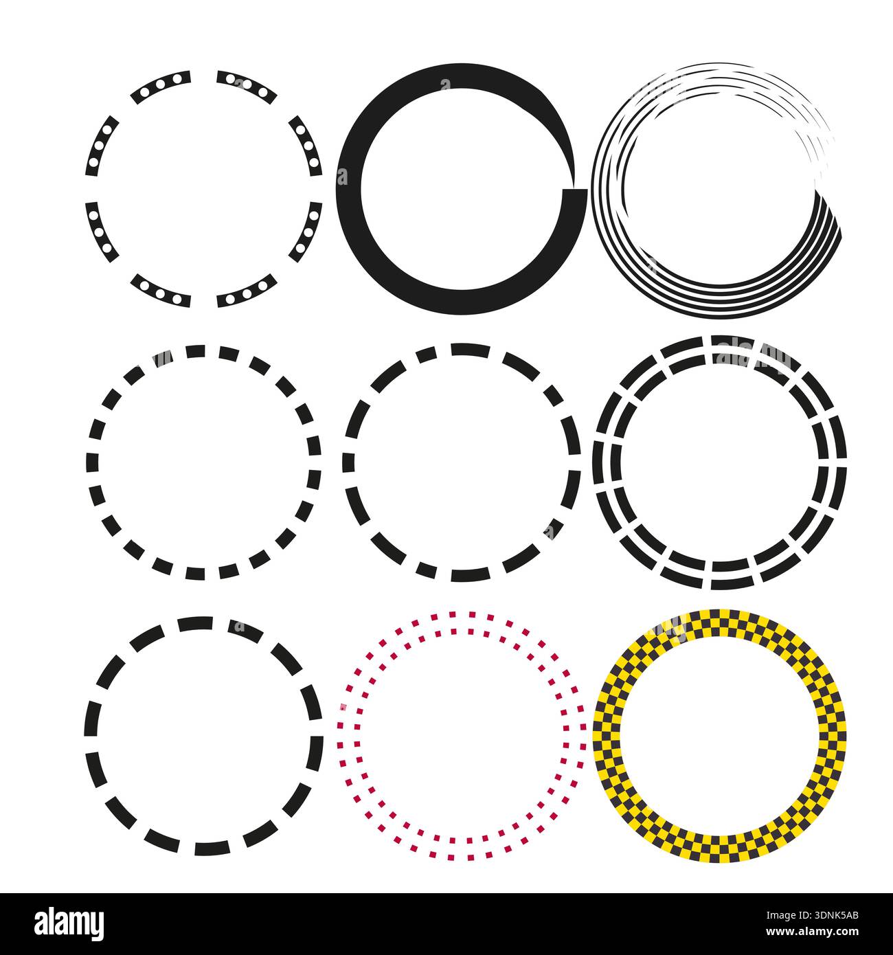 Decorative circle borders. Round frame collection. Creative ring Vector. Ornate circular elements. Stock Vector