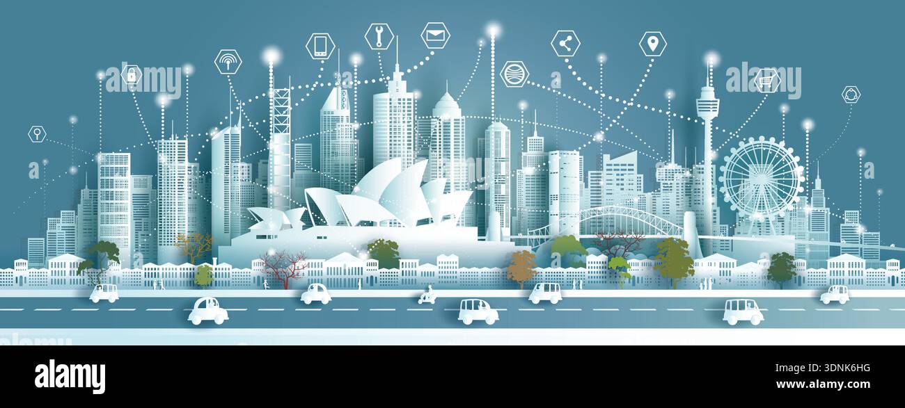 Technology wireless network communication smart city with architecture ...