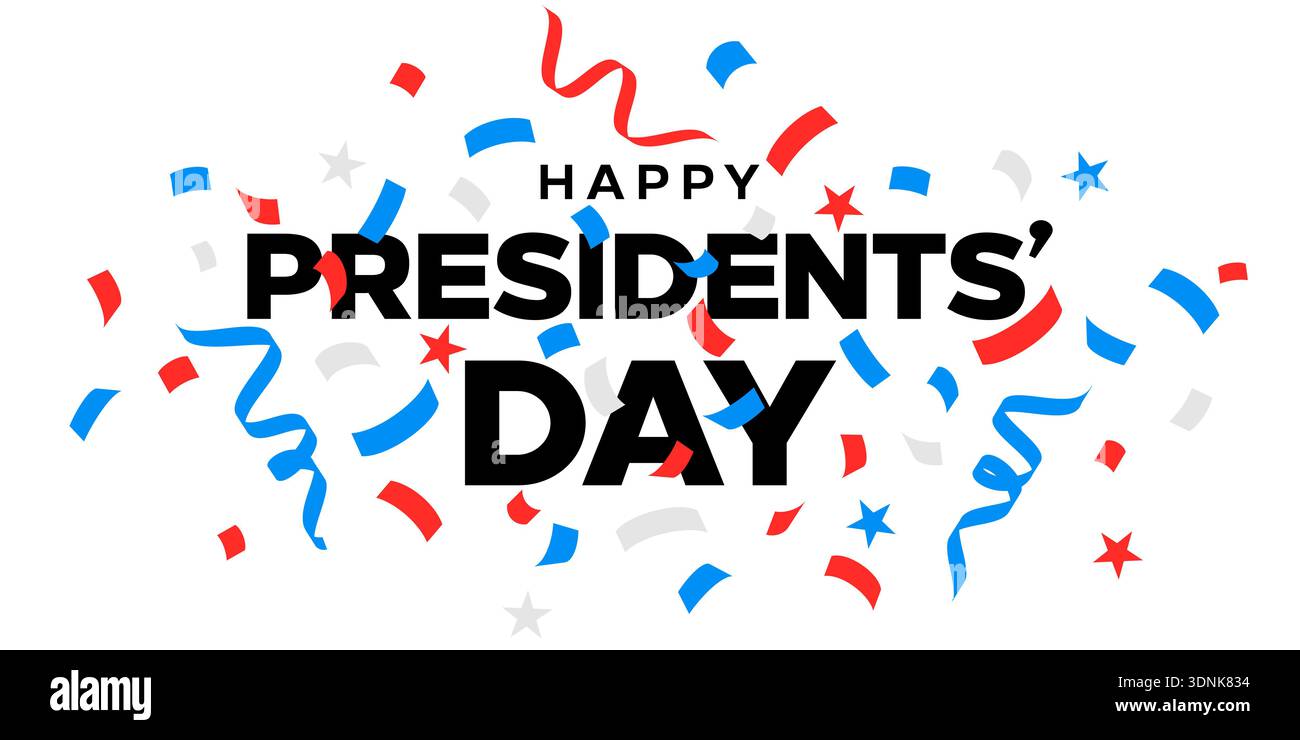 Presidents' Day text logo with confetti on transparent background ...
