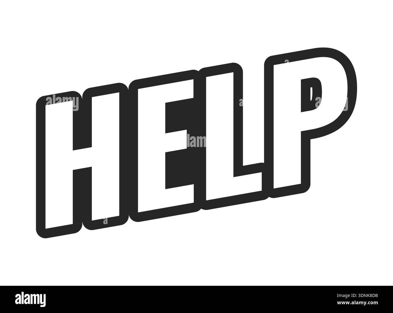 Help web button in bold black outline Stock Vector