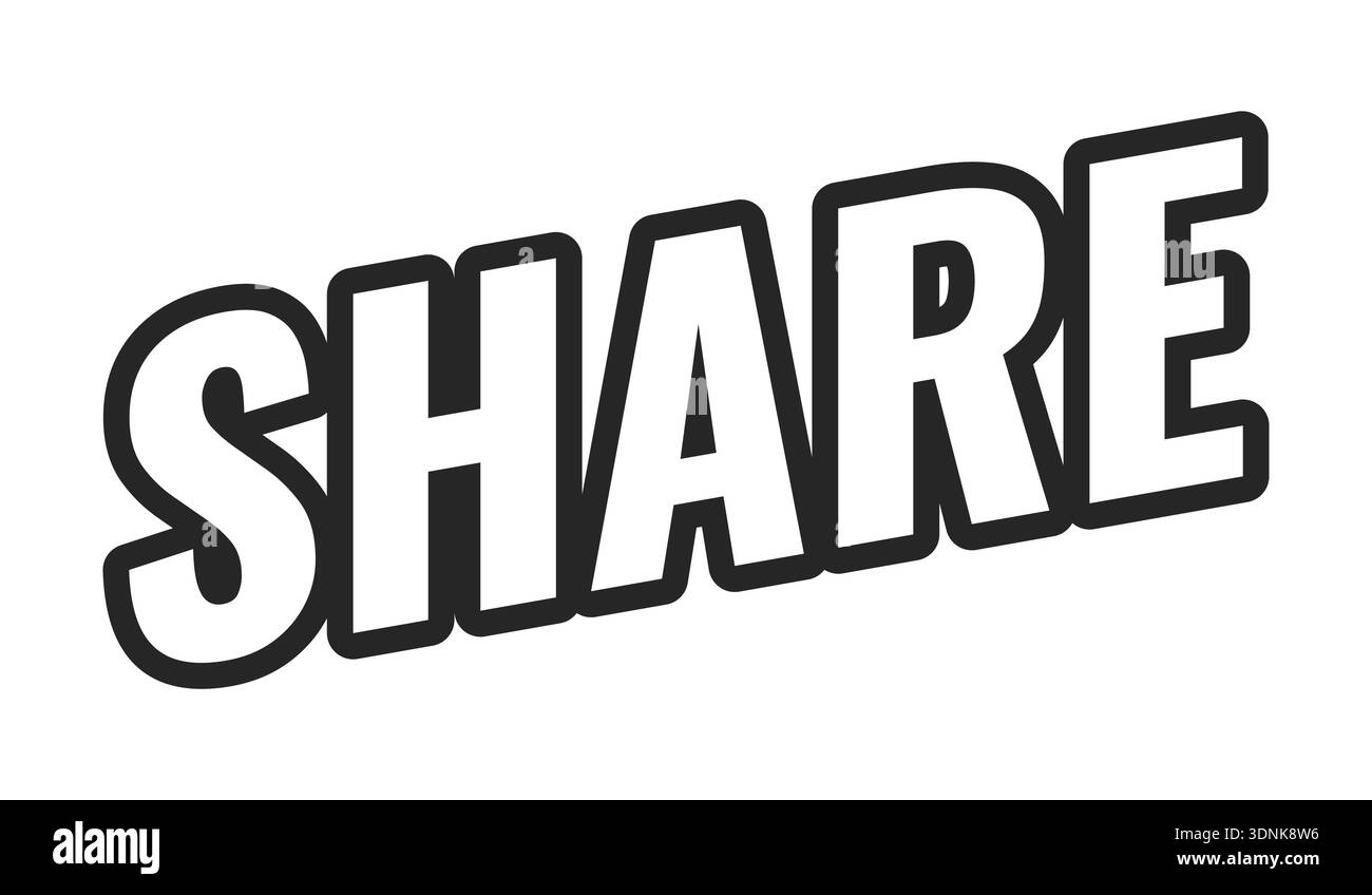 Share web button in bold black outline Stock Vector