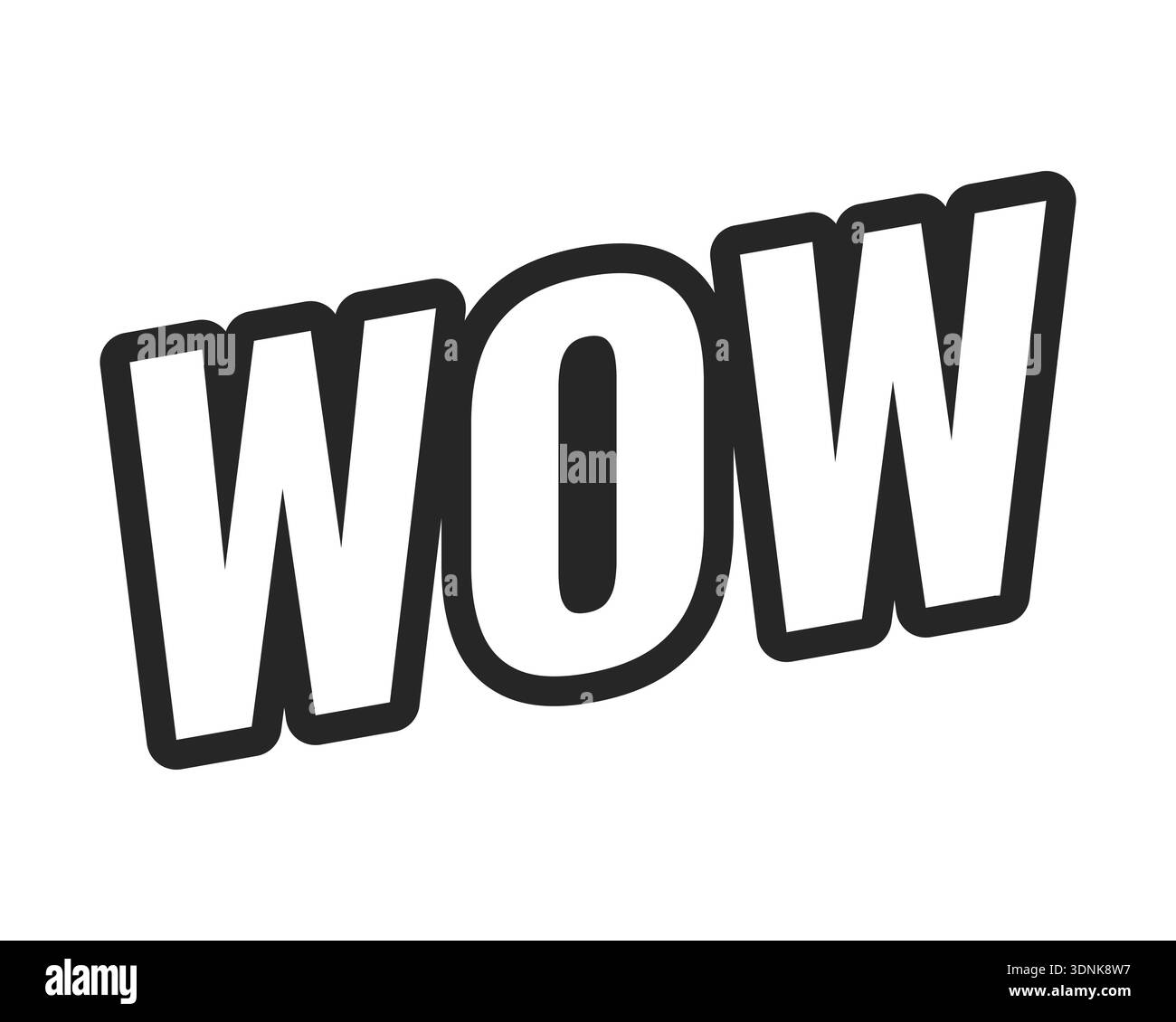 Wow web button in bold black outline Stock Vector