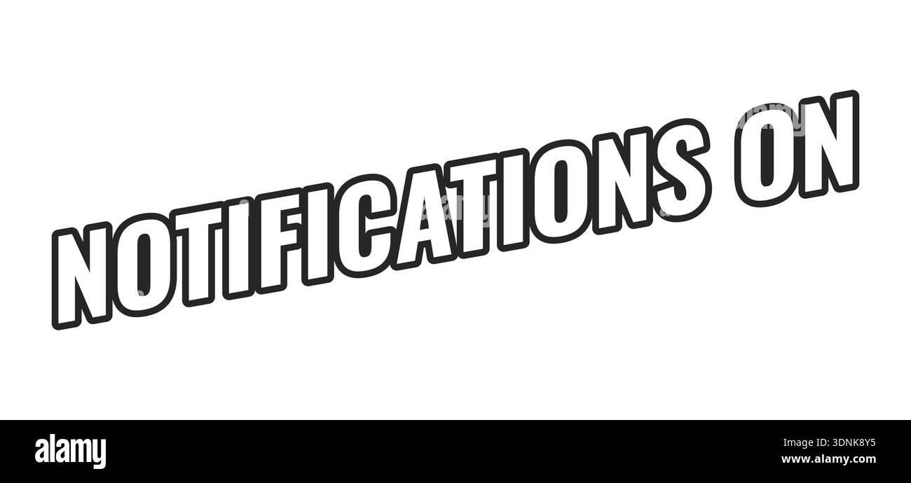 Notifications on web button in bold black outline Stock Vector