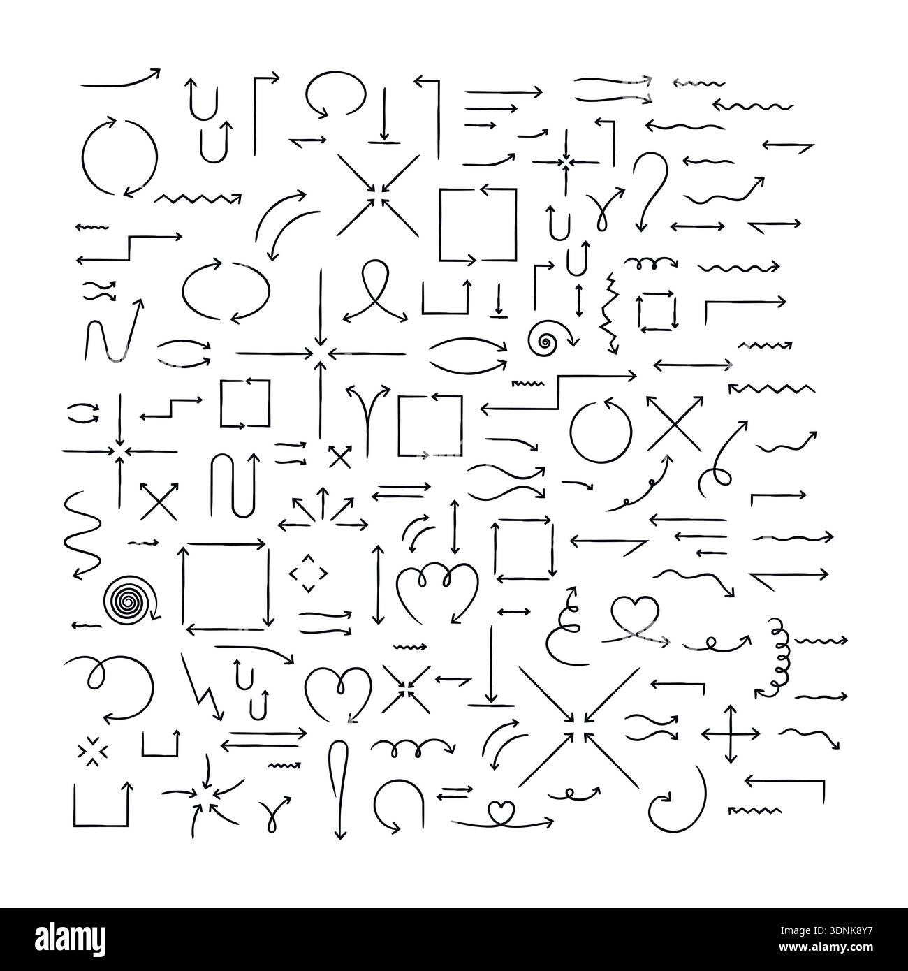 Various hand-drawn sketch arrow set Stock Vector