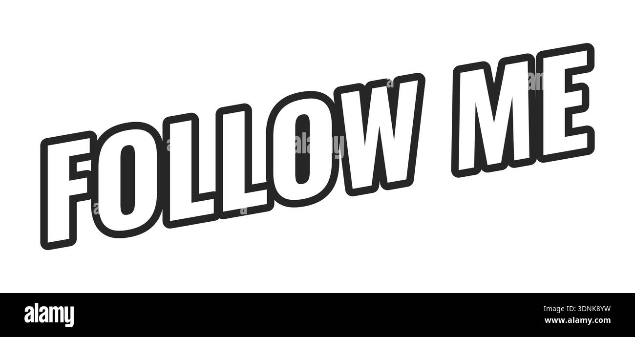 Follow me web button in bold black outline Stock Vector
