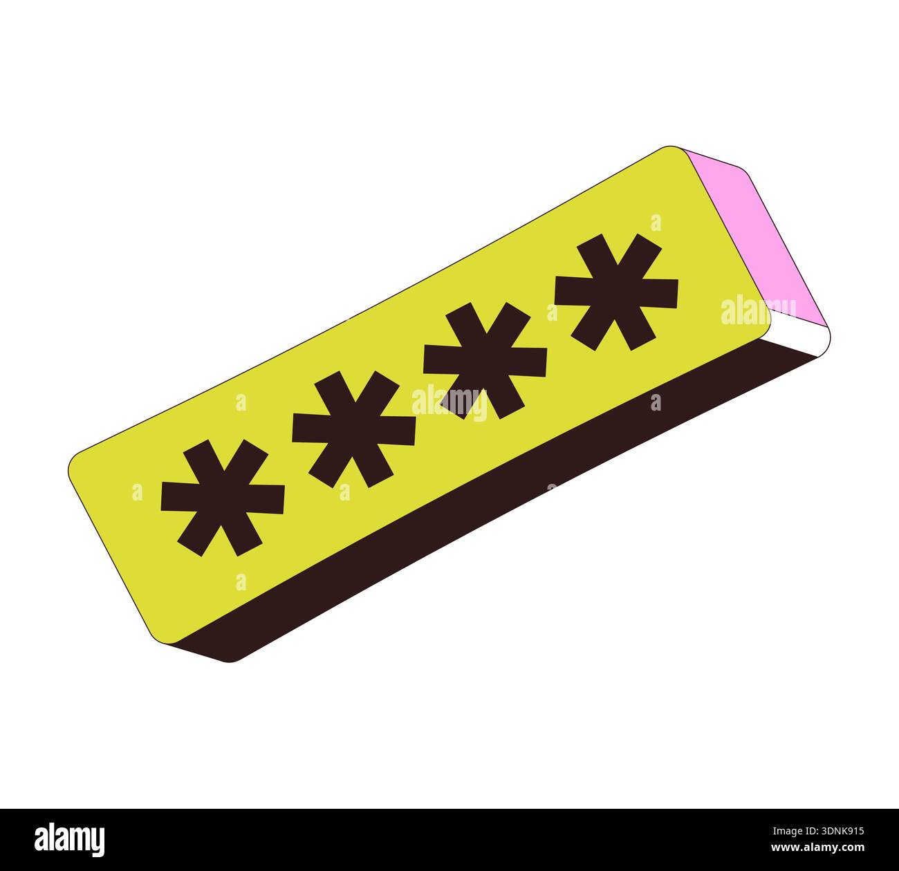 Angled password input field with four asterisks 2D cartoon object Stock Vector