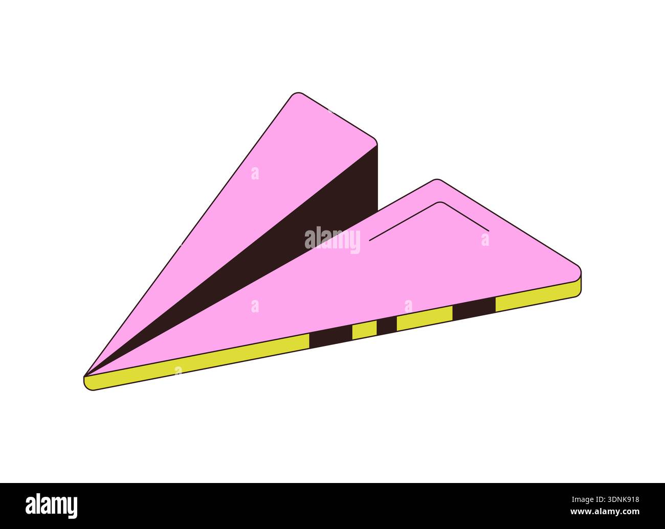 Pink paper airplane 2D cartoon object Stock Vector