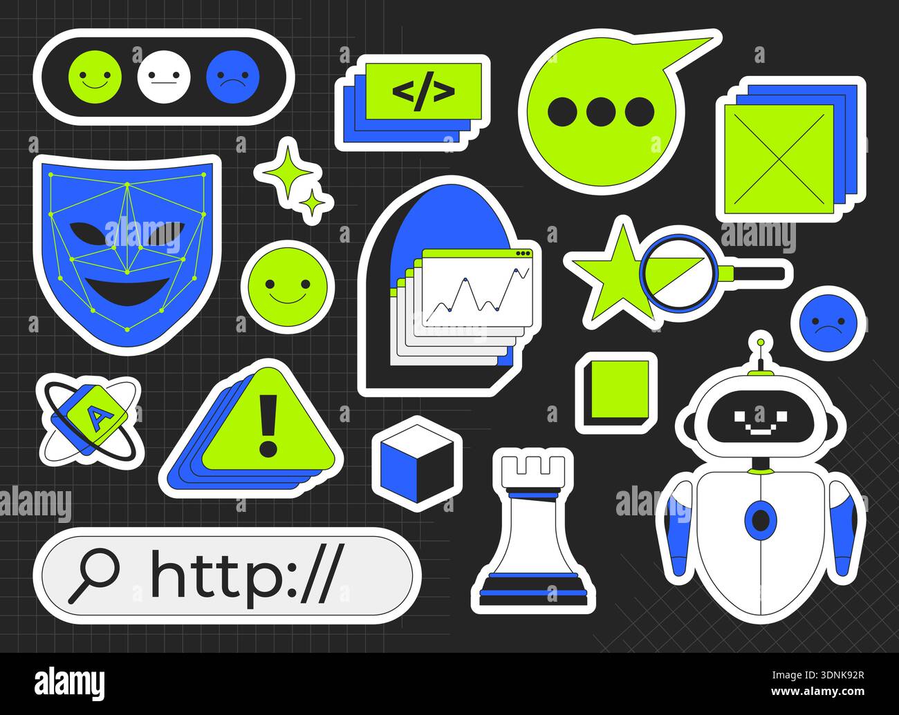 Tech UI and AI colorful die-cut sticker sheet Stock Vector Image & Art ...