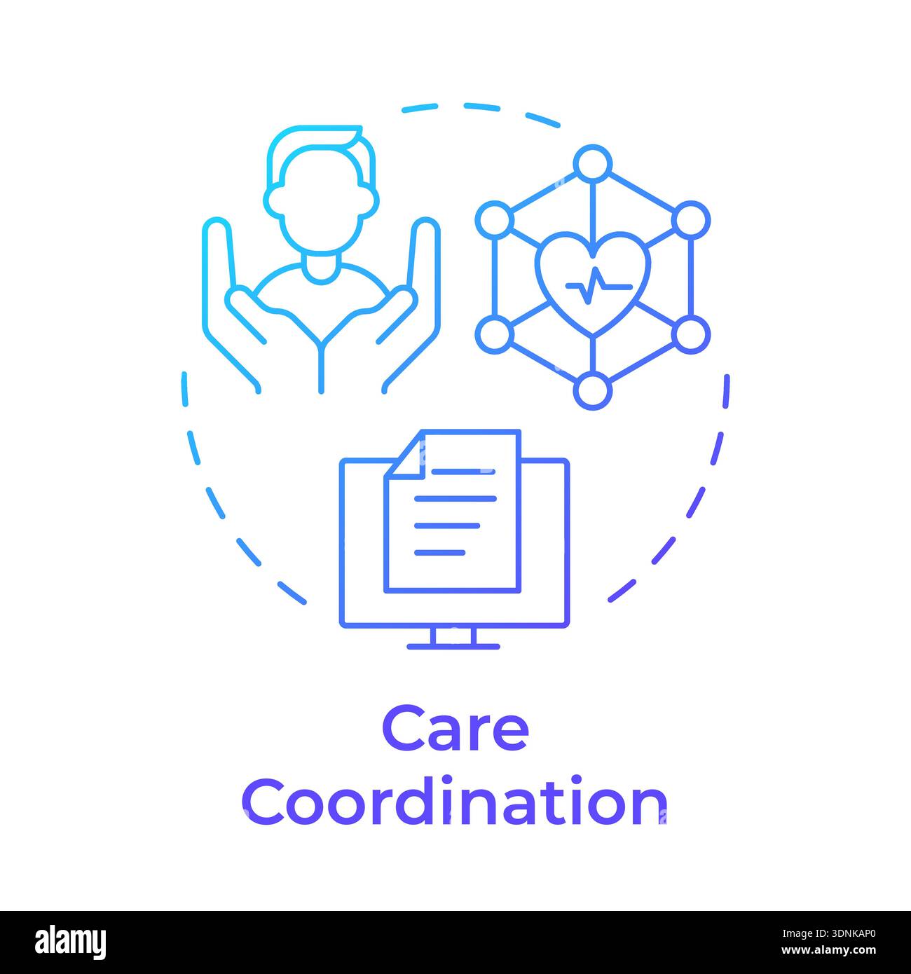 Care coordination blue gradient concept icon Stock Vector
