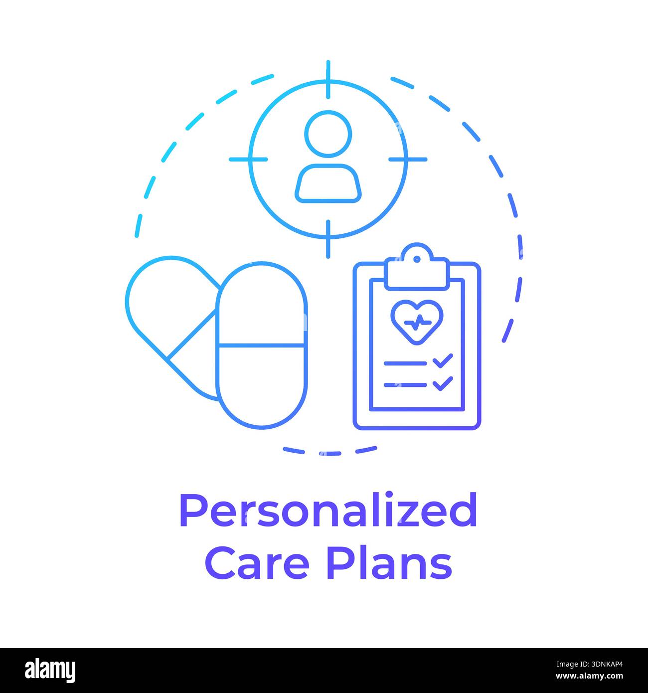 Personalized care plans blue gradient concept icon Stock Vector