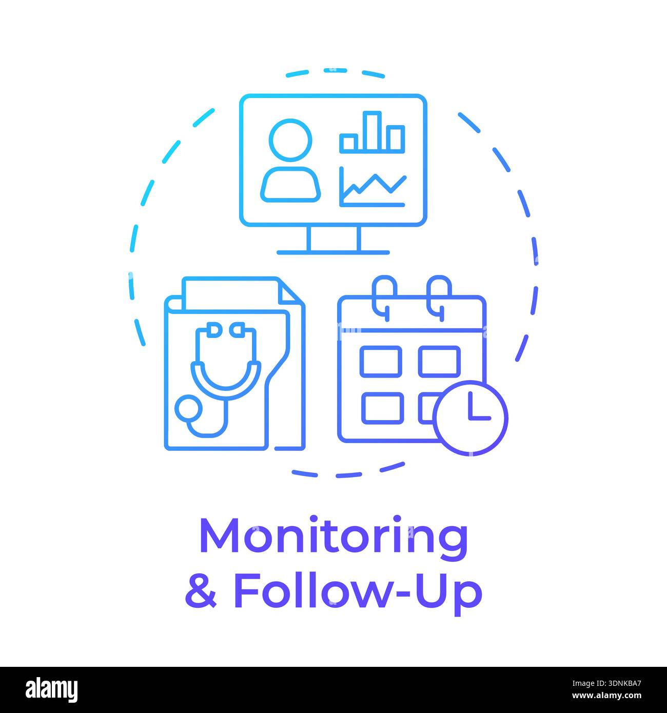 Monitoring and follow up blue gradient concept icon Stock Vector