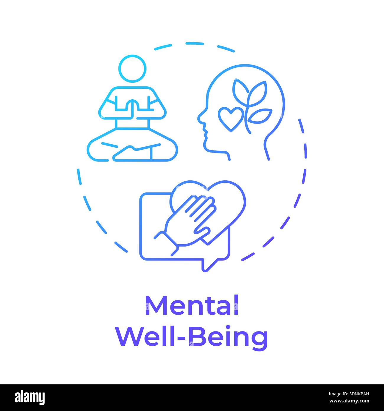 Mental wellbeing blue gradient concept icon Stock Vector