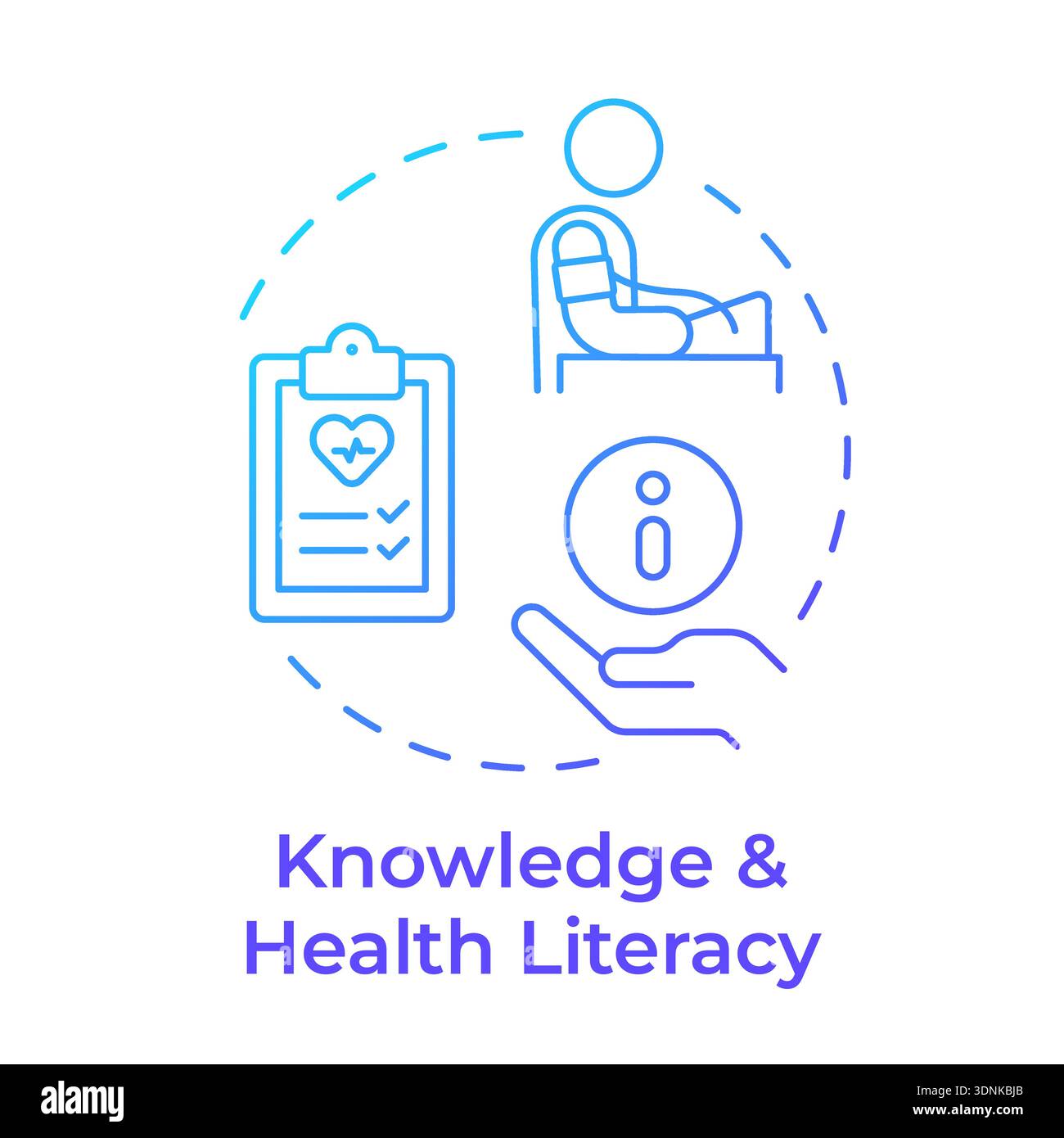 Knowledge and health literacy blue gradient concept icon Stock Vector