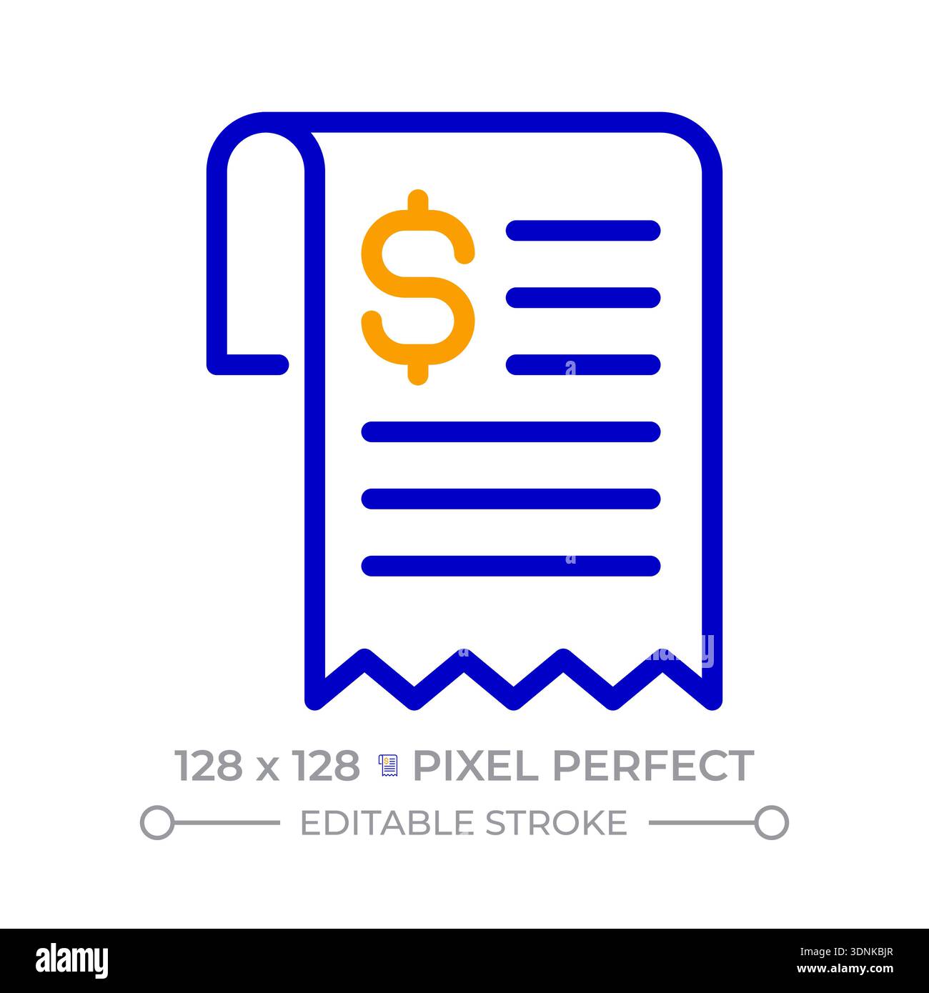 Bill pixel perfect two color line icon Stock Vector