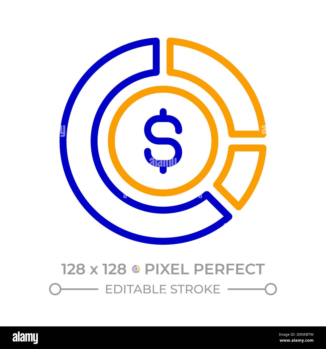 Asset allocation pixel perfect two color line icon Stock Vector