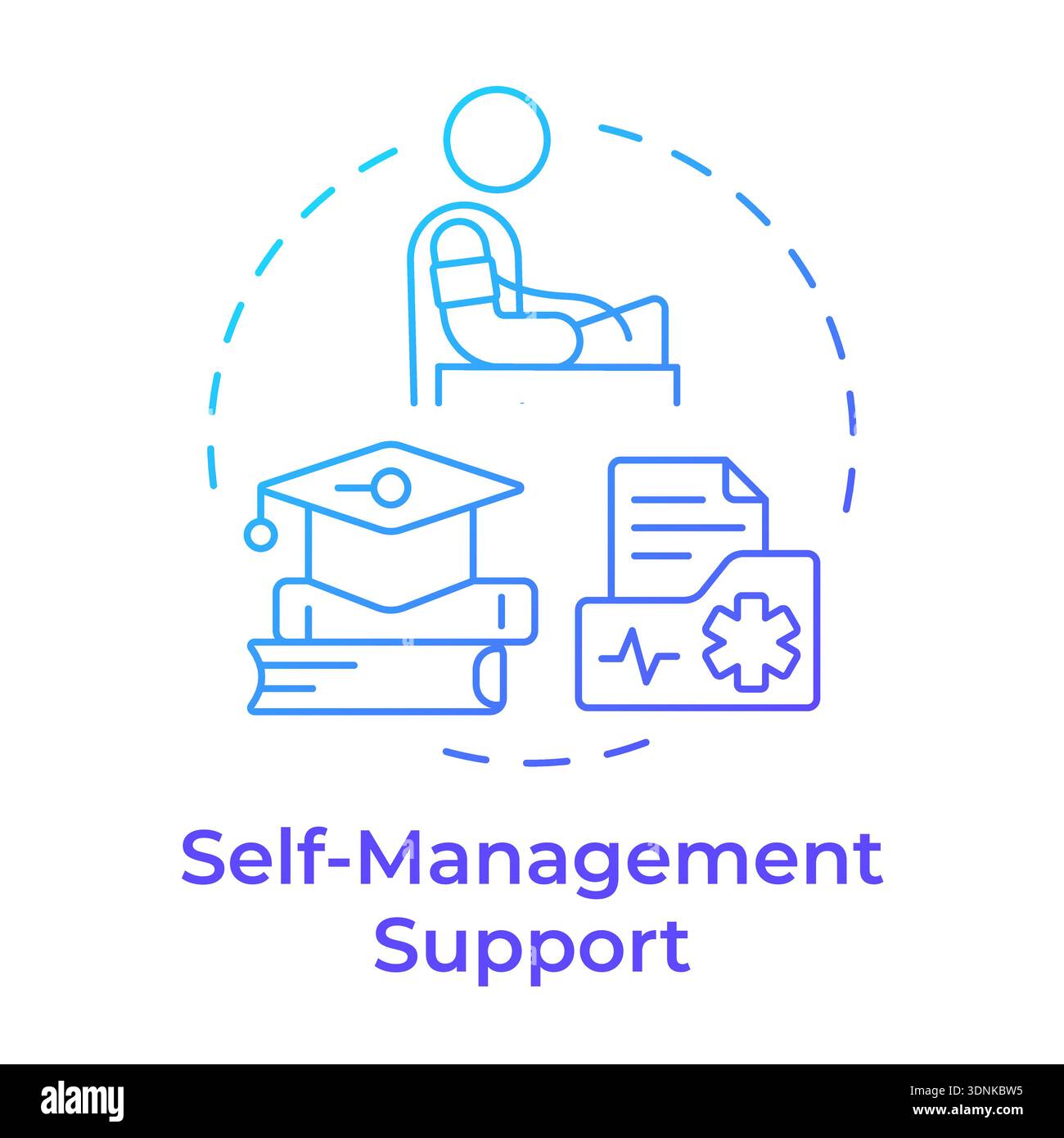 Self management support blue gradient concept icon Stock Vector