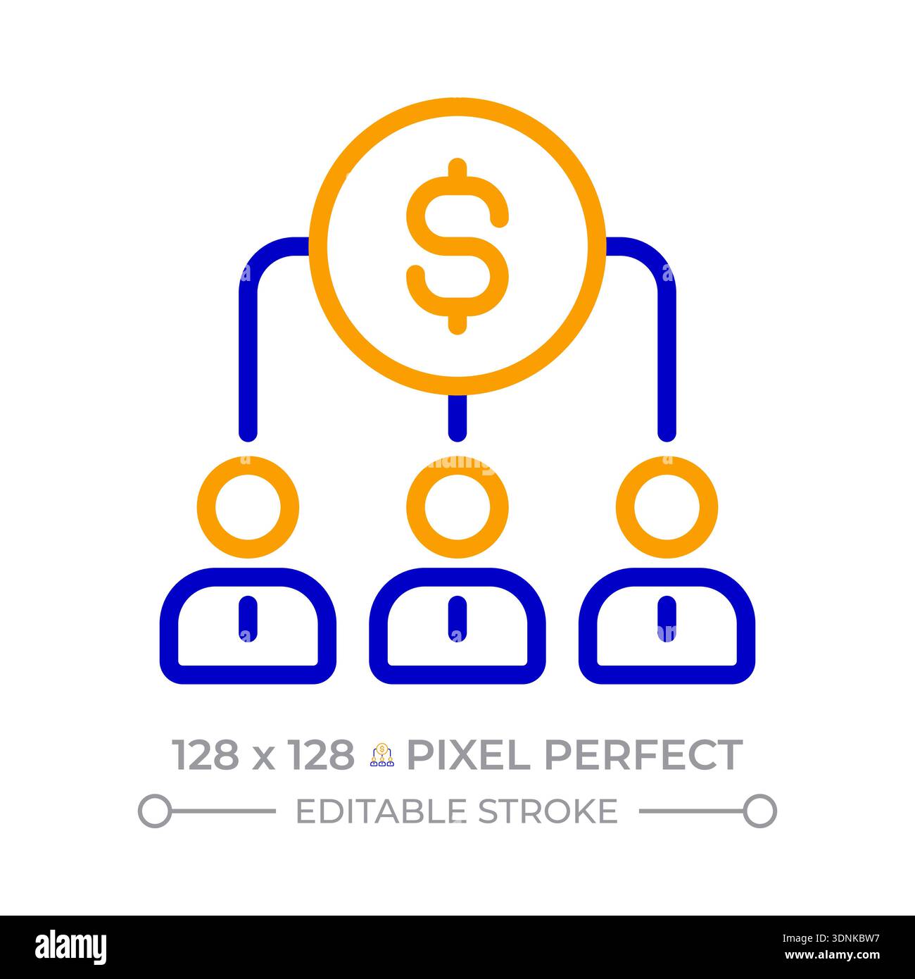 Profit sharing pixel perfect two color line icon Stock Vector