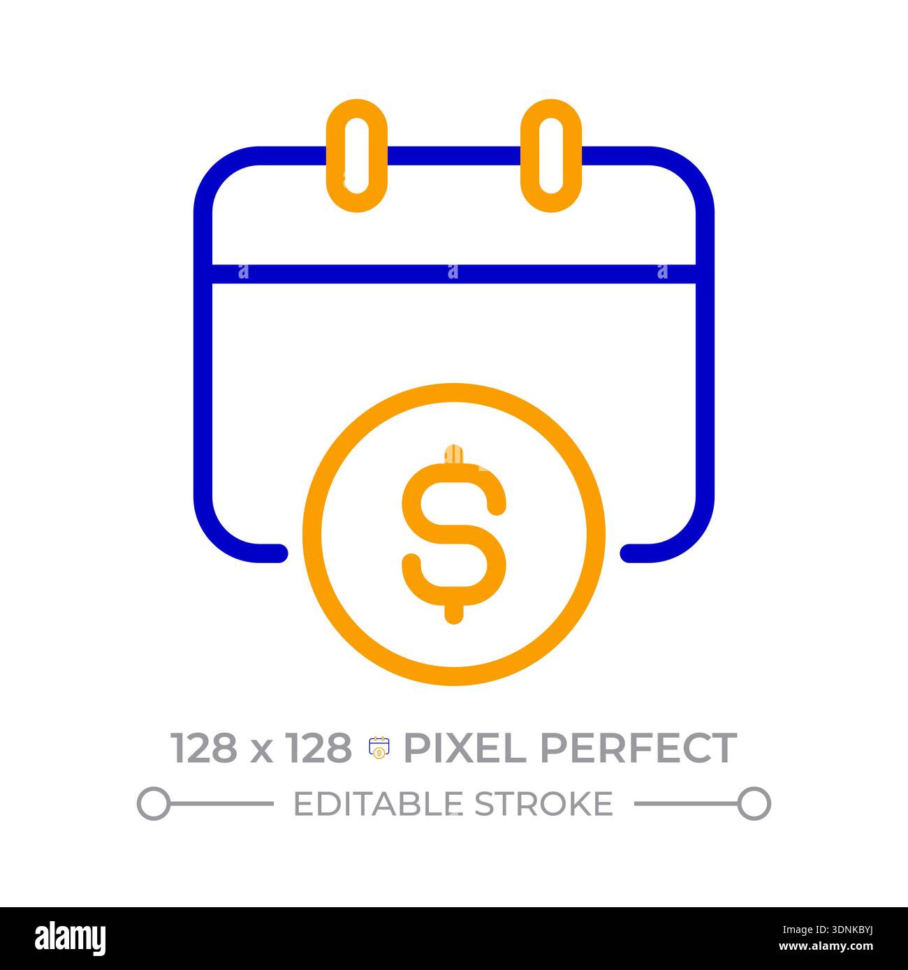 Payment schedule pixel perfect two color line icon Stock Vector