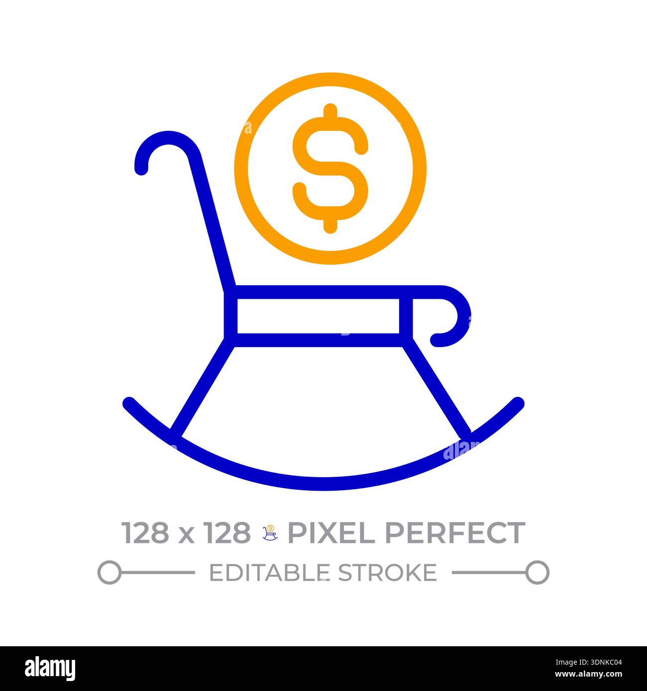 Pension pixel perfect two color line icon Stock Vector