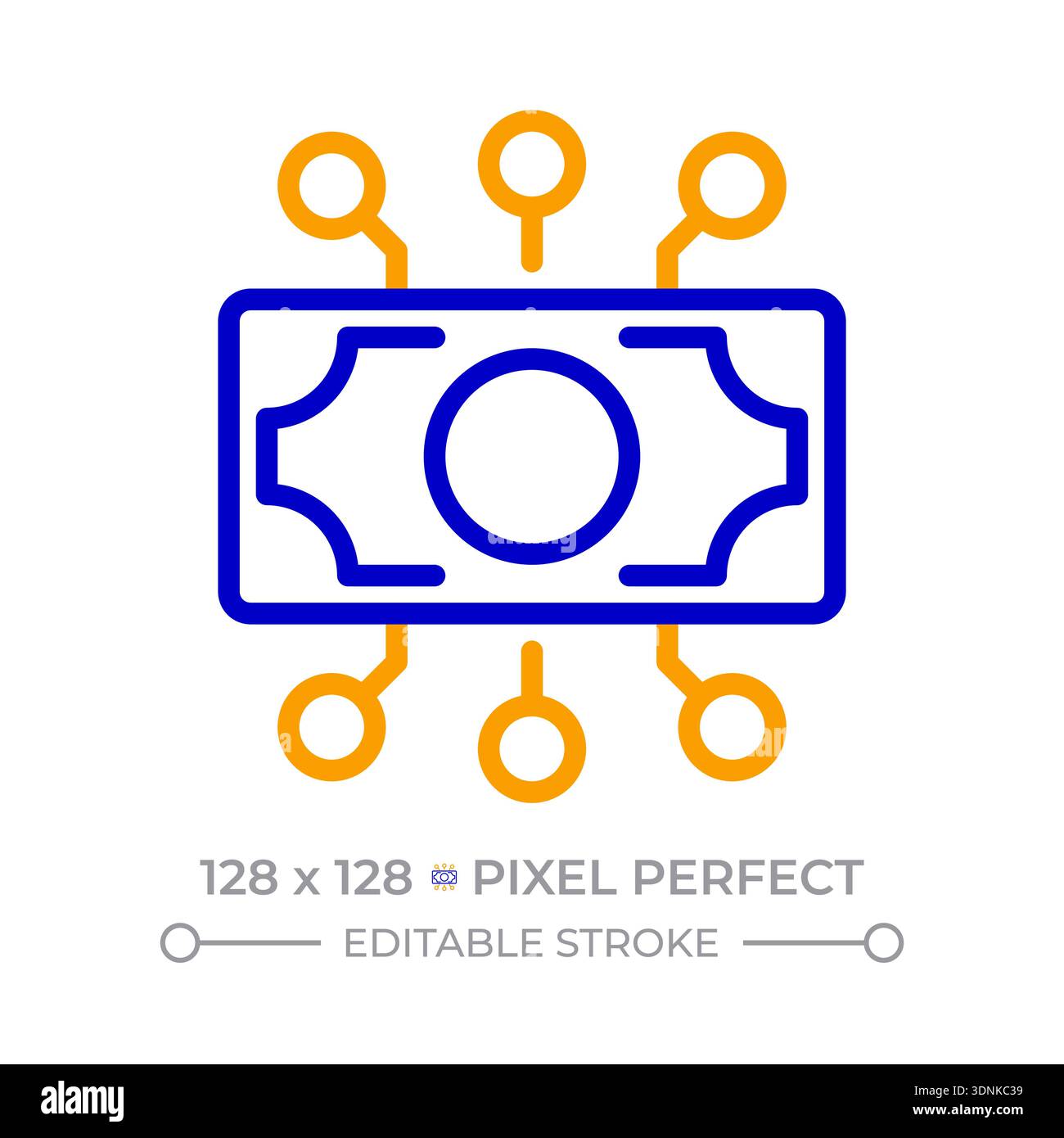Digital currency pixel perfect two color line icon Stock Vector