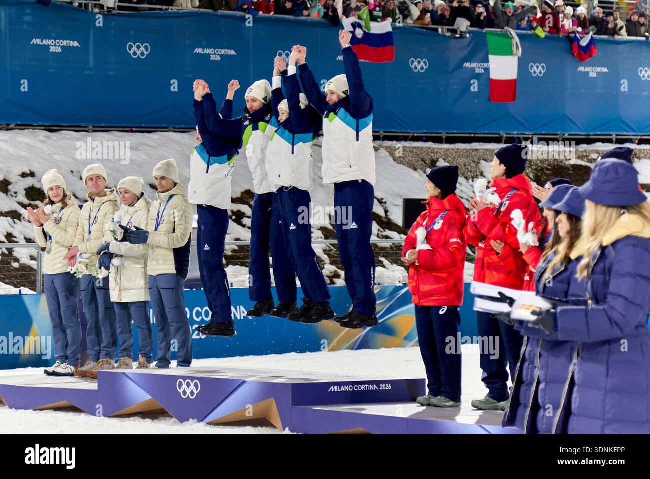 Anze LANISEK, Domen PREVC, Nika PREVC, Nika VODAN of Slovenia (Gold ...