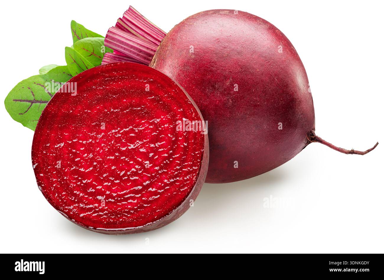 Red beetroot and beetroot half isolated on a white background. Clipping path. Stock Photo