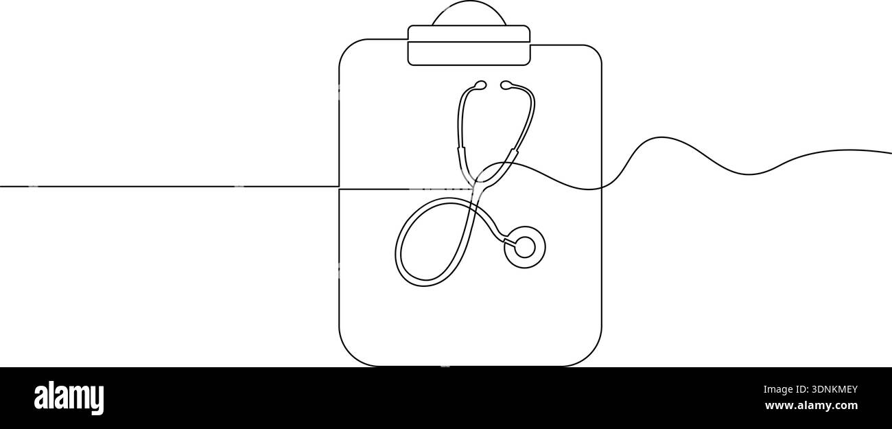 Stethoscope elegant single line outline drawing isolated design Stock ...