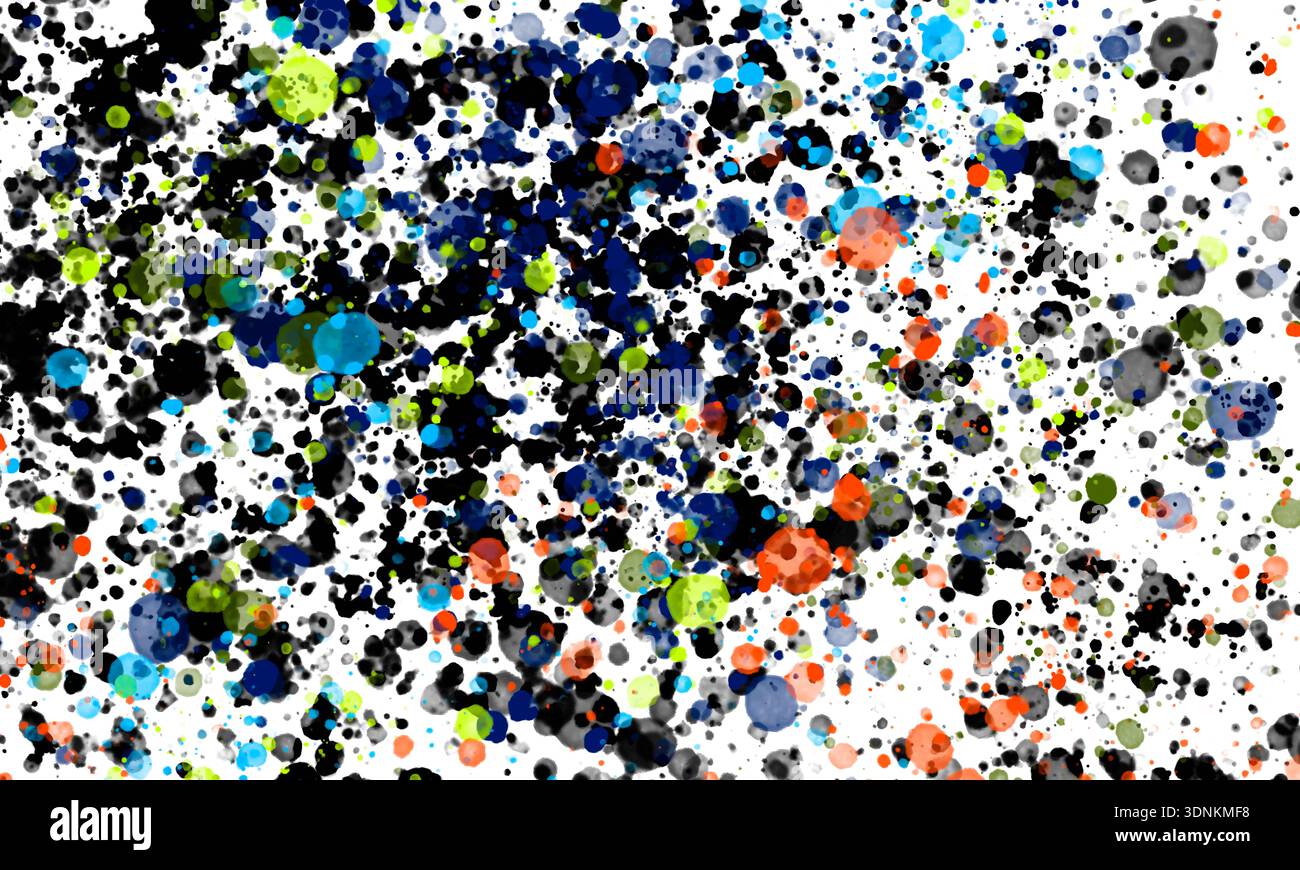 the multicolored ink splashes with a transparent background Stock Photo