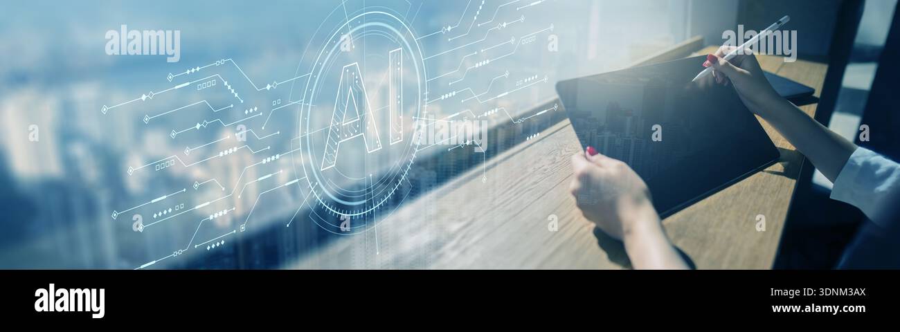 AI technology for corporate data analysis and strategic business transformation. Stock Photo