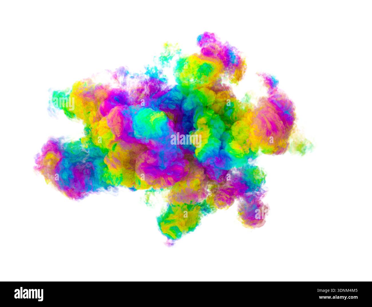 3d Colorful smoke cloud exploding on transparent background Stock Photo