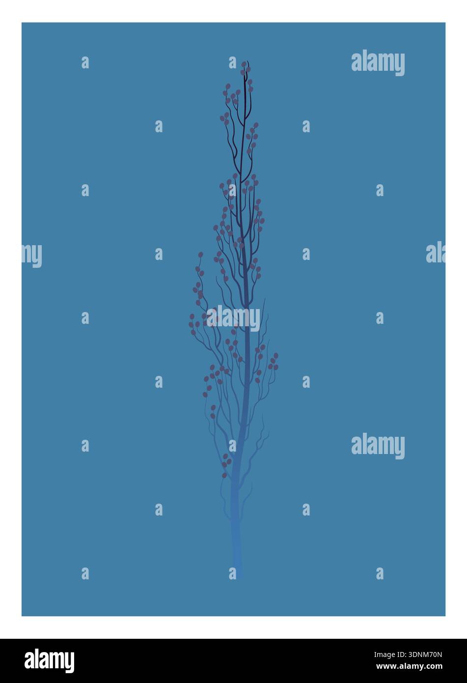 Tall pyramidal poplar tree emerging from fog, calm atmosphere. Stock Vector