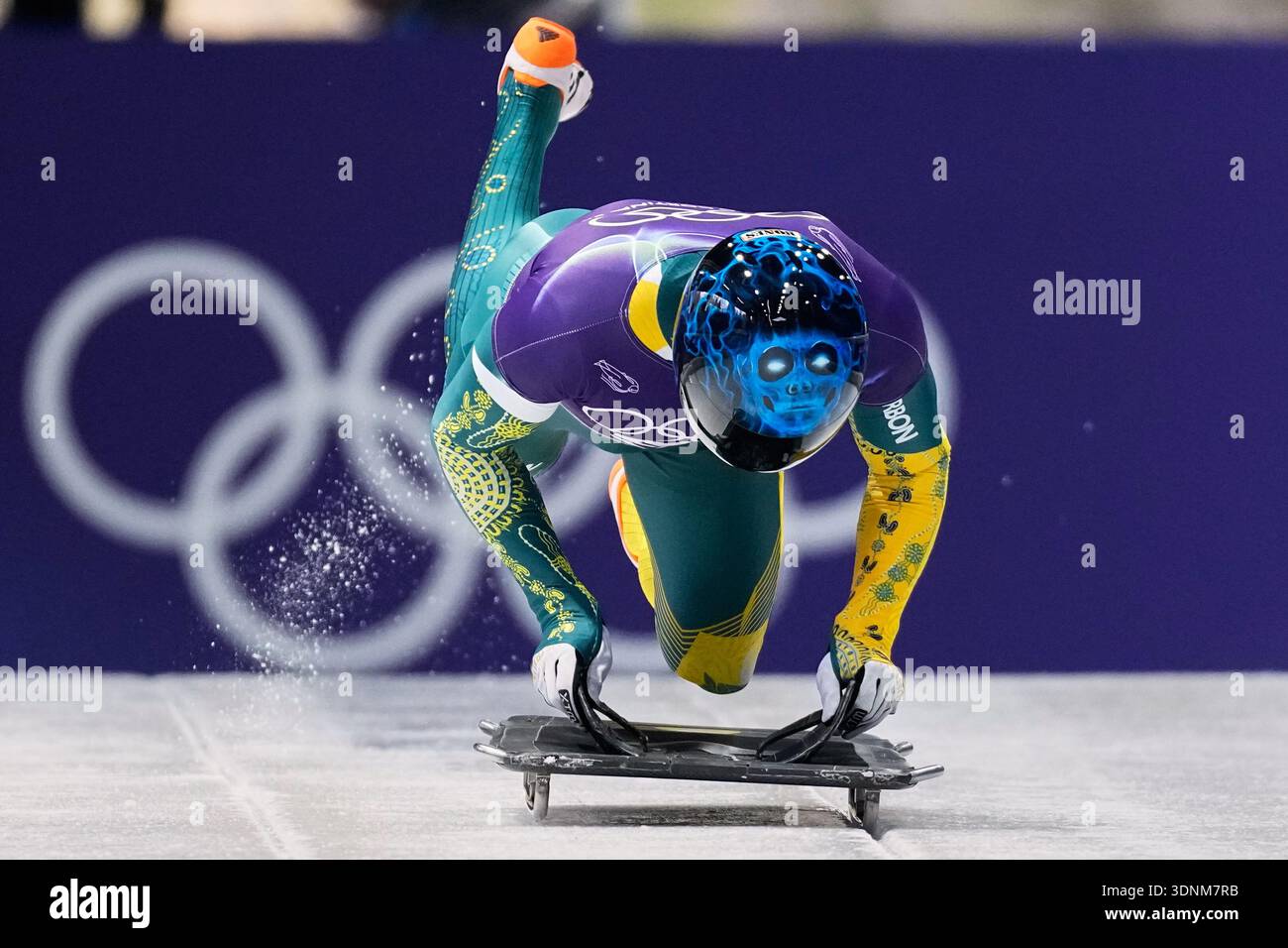 Australia's Nicholas Timmings starts for a men's skeleton training ...